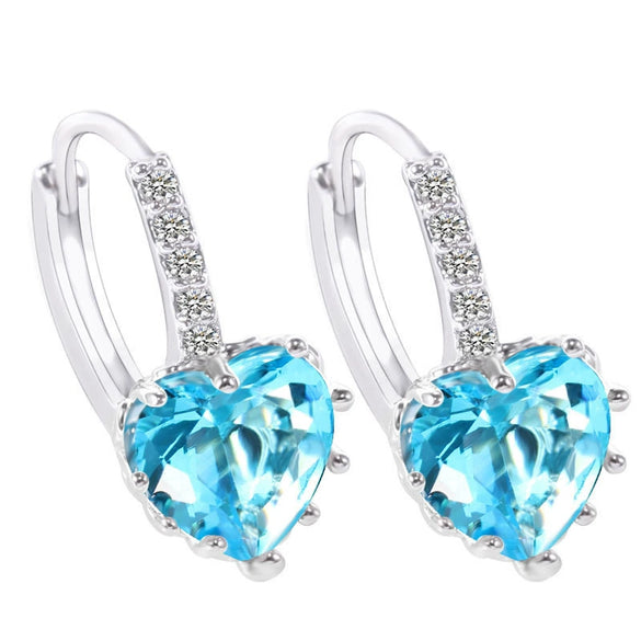 Fashion Earrings Aaa Zircon Earrings  Peach Heart Multicolor Jewelry Wholesale