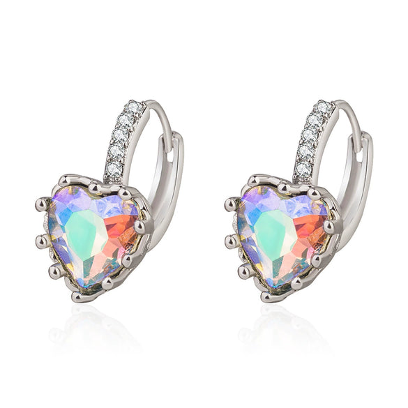 Fashion Earrings Aaa Zircon Earrings  Peach Heart Multicolor Jewelry Wholesale