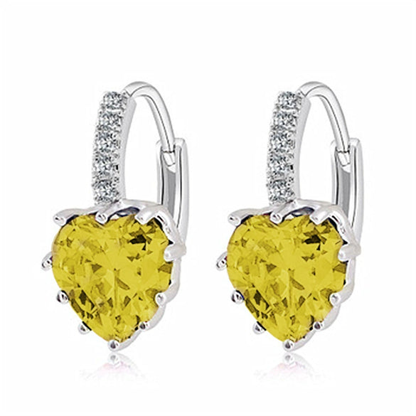 Fashion Earrings Aaa Zircon Earrings  Peach Heart Multicolor Jewelry Wholesale