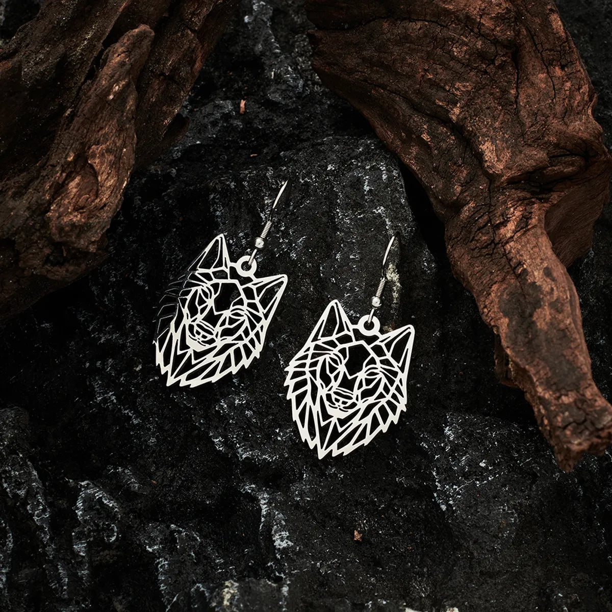 1 Pair Simple Style Wolf Plating Stainless Steel Drop Earrings