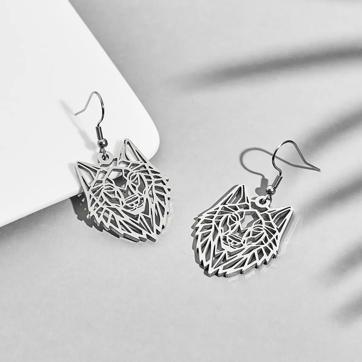 1 Pair Simple Style Wolf Plating Stainless Steel Drop Earrings