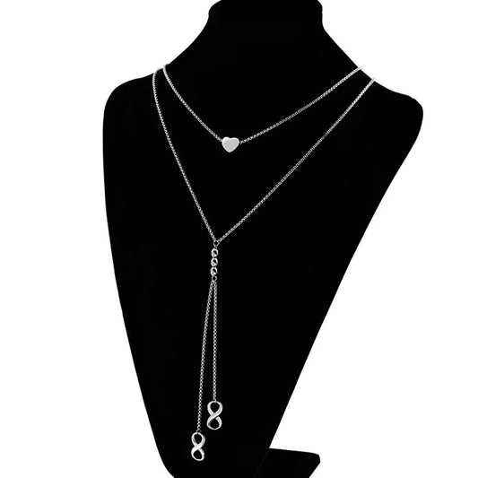 European And American Fashion Long Double-layer Necklace Minimalist Style Stainless Steel Pendant Necklace Wholesale