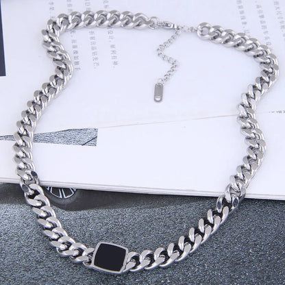 European And American Fashion Metal Simple Four-Square Titanium Steel Temperament Necklace