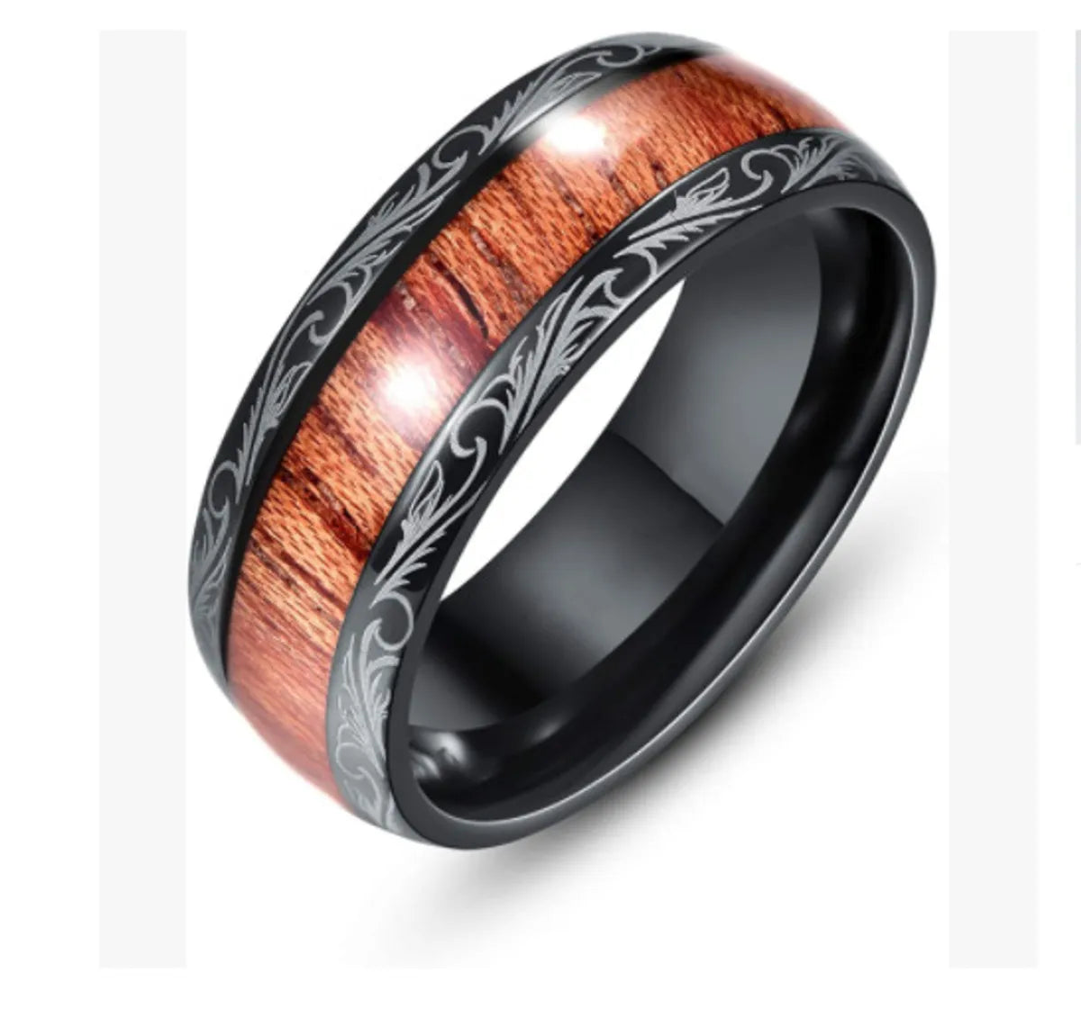 European And American Fashion New Elegant Aristocratic Black Phoenix Wood Grain Ring