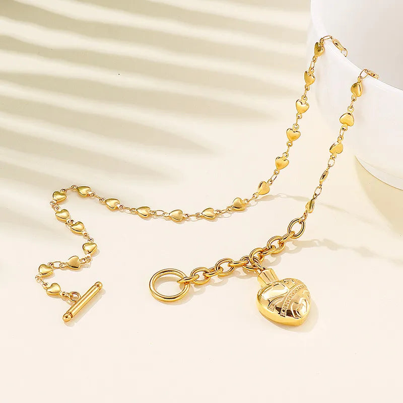 Titanium Steel 18K Gold Plated Fashion Heart