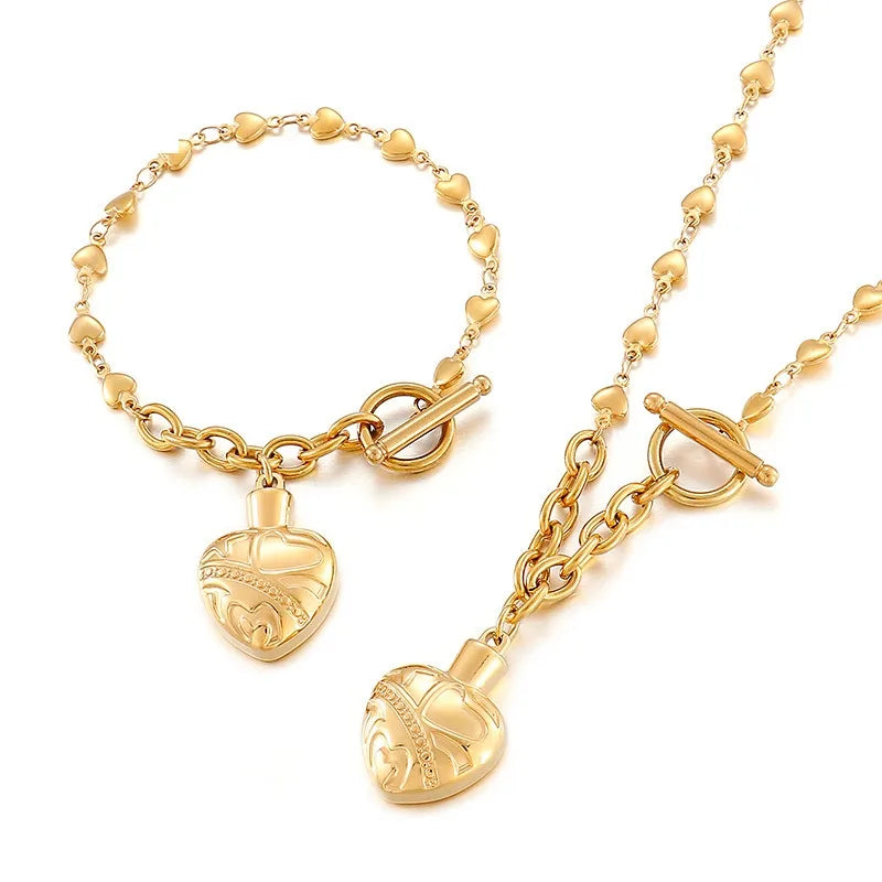 Titanium Steel 18K Gold Plated Fashion Heart