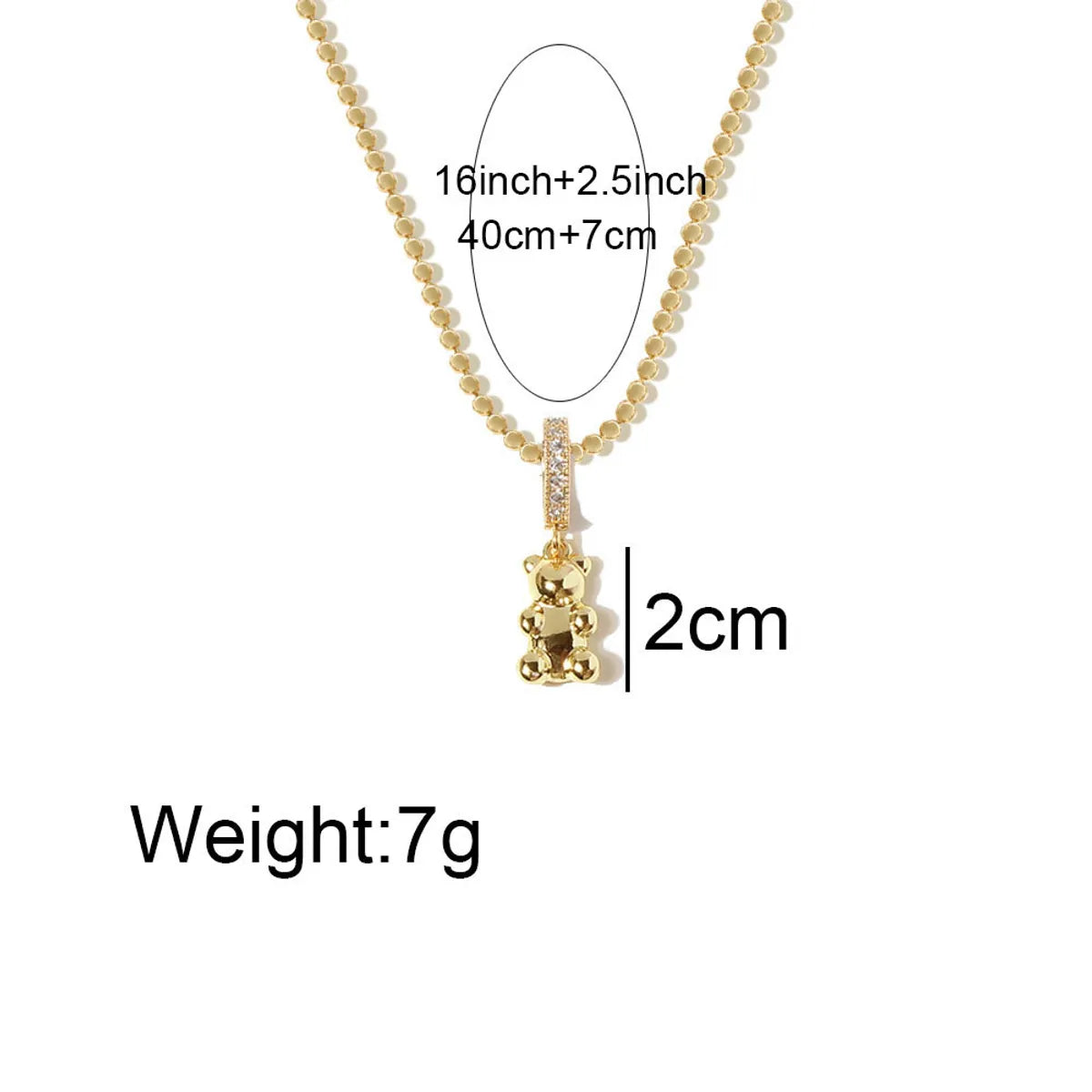 European And American Fashion Trend Copper Single Layer Bear Pendant Necklace Wholesale