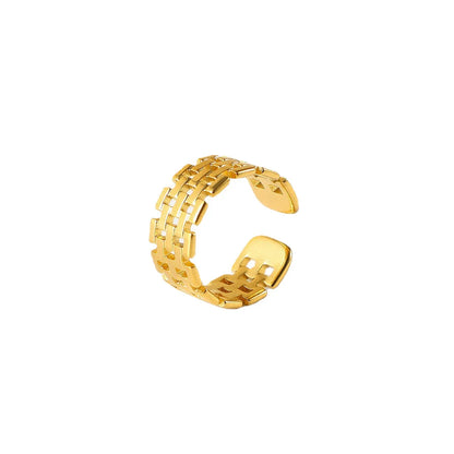 European And American Fashion Trend Open Ring 18k Gold-plated Stainless Steel Ring