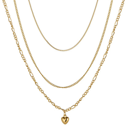 European And American Heart Pendant Multi-layered Clavicle Chain