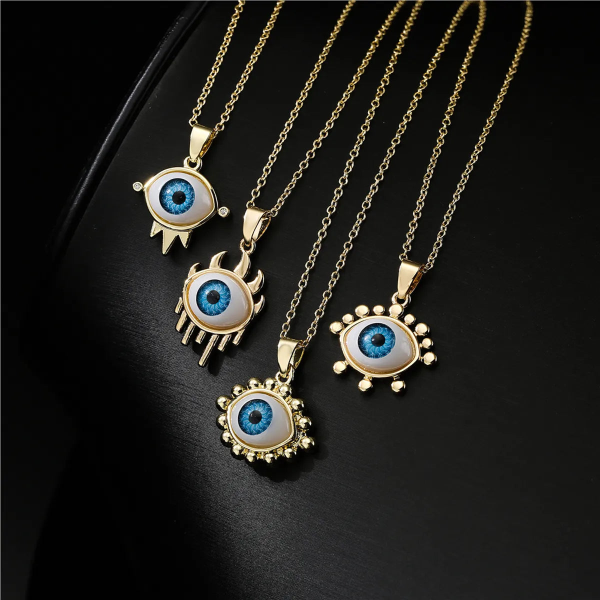 European And American Hot Sale New Copper Plated 18k Gold Lucky Eye Pendant Necklace