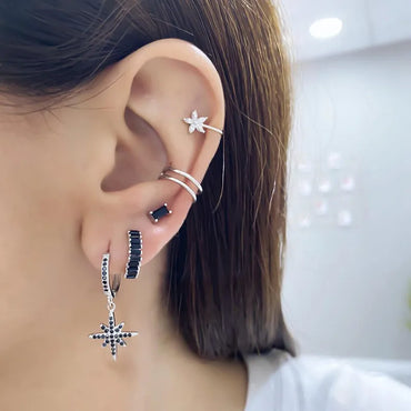 Europe And America Cross Border Sterling Silver Needle Multi-Color Zircon Stud Earrings Women'S Simple Small Square Fashion All-Match Silver Ear Studs