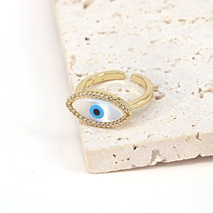 European And American Jewelry Heart-Shaped Geometric Shell Eye Copper Ring