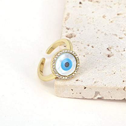 European And American Jewelry Heart-Shaped Geometric Shell Eye Copper Ring