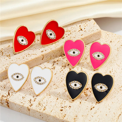 European And American Jewelry Personality Peach Heart-Shaped Eyes Diamond Earrings Creative Earrings