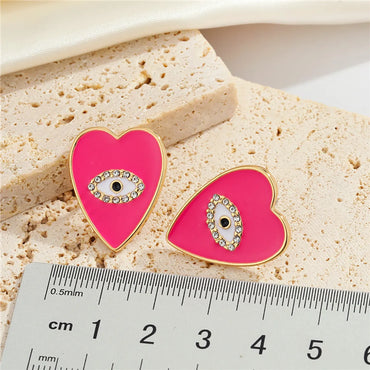 European And American Jewelry Personality Peach Heart-Shaped Eyes Diamond Earrings Creative Earrings