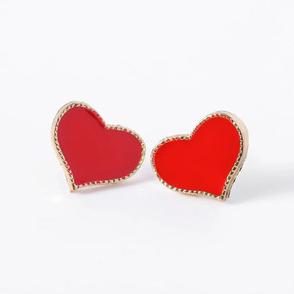 1 Pair Sweet Simple Style Classic Style Heart Shape Alloy Enamel Gold Plated Women'S Ear Studs