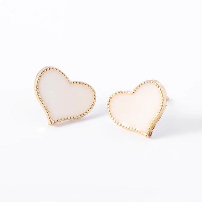 1 Pair Sweet Simple Style Classic Style Heart Shape Alloy Enamel Gold Plated Women'S Ear Studs