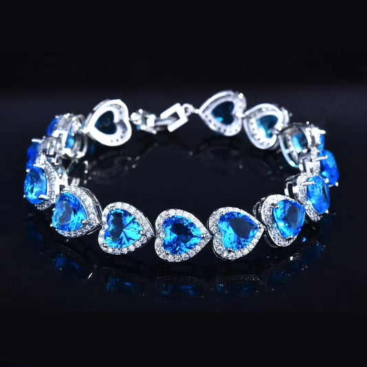 European And American Luxury Super Flash High Carbon Diamond Heart-shaped Bracelet