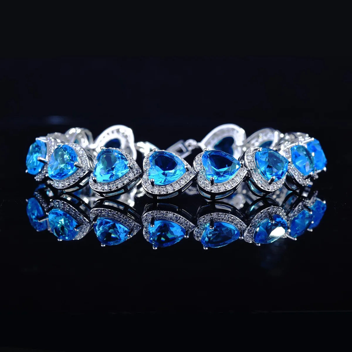 European And American Luxury Super Flash High Carbon Diamond Heart-shaped Bracelet