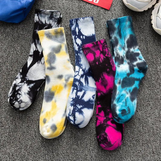 European And American Men'S And Women'S Tie-Dye Socks Sports Terry Socks Wholesale