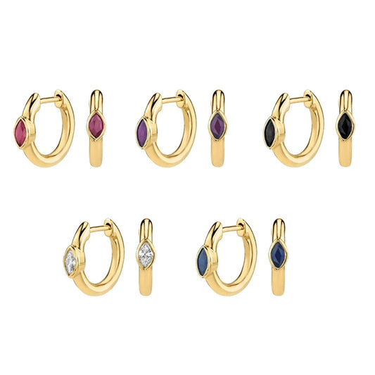 European And American Multicolor Oval Zircon Copper Ear Clip