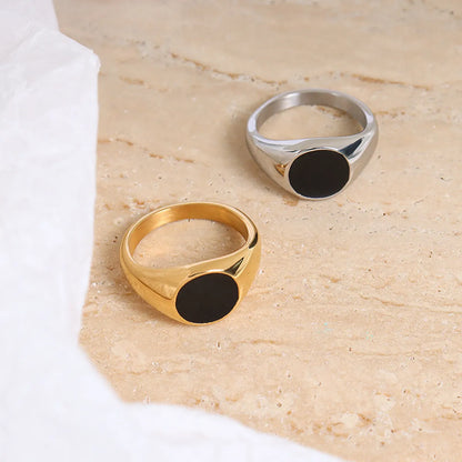 European And American New Black Drip Design Ring Titanium Steel Ring