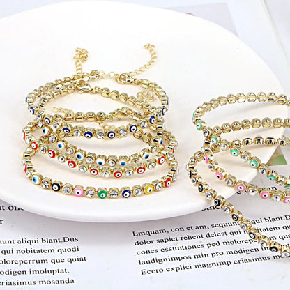 European And American New Fashion Copper Chain Inlaid Zircon Oil Dripping Devil's Eye Bracelet