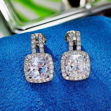 European And American New Simple Round Diamond Zircon Copper Earrings