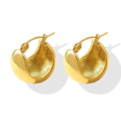 Fashion U Shape Plating 304 Stainless Steel No Inlaid 18K Gold Plated Earrings