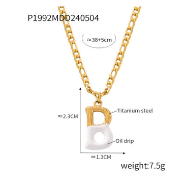 Wholesale Jewelry Basic Letter Titanium Steel Enamel Plating Pendant Necklace