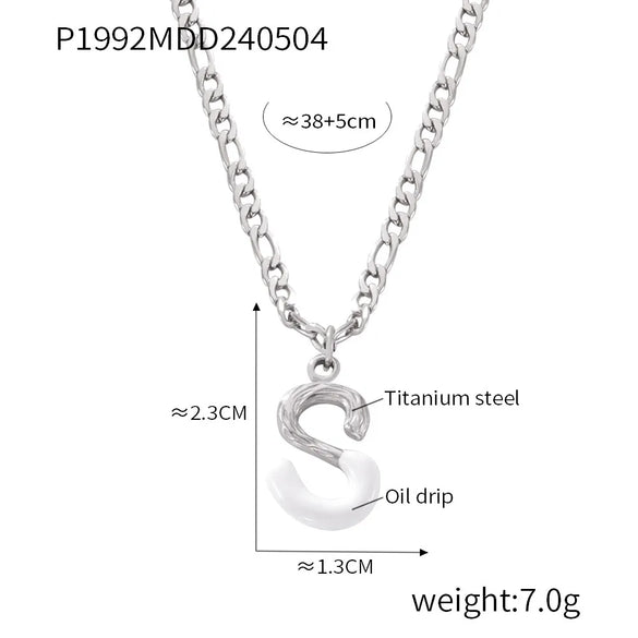 Wholesale Jewelry Basic Letter Titanium Steel Enamel Plating Pendant Necklace
