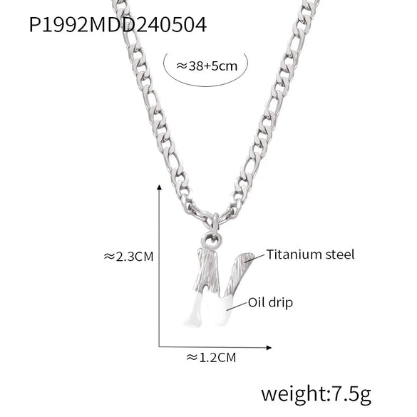 Wholesale Jewelry Basic Letter Titanium Steel Enamel Plating Pendant Necklace