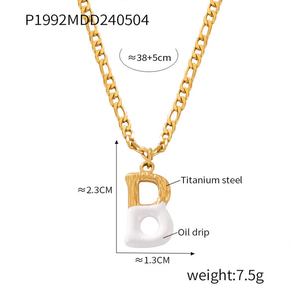 Wholesale Jewelry Basic Letter Titanium Steel Enamel Plating Pendant Necklace