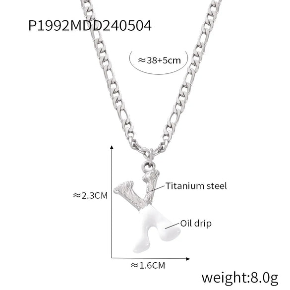 Wholesale Jewelry Basic Letter Titanium Steel Enamel Plating Pendant Necklace