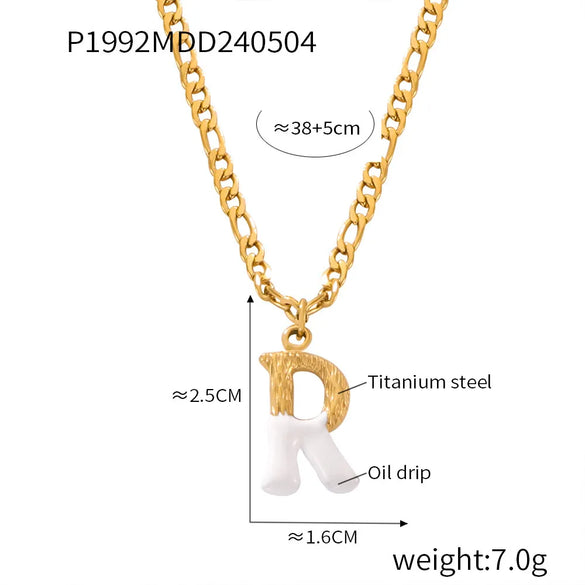 Wholesale Jewelry Basic Letter Titanium Steel Enamel Plating Pendant Necklace