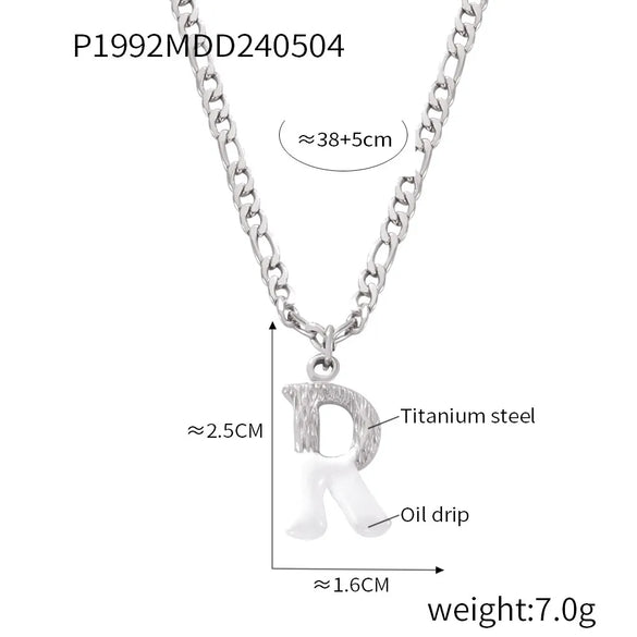 Wholesale Jewelry Basic Letter Titanium Steel Enamel Plating Pendant Necklace