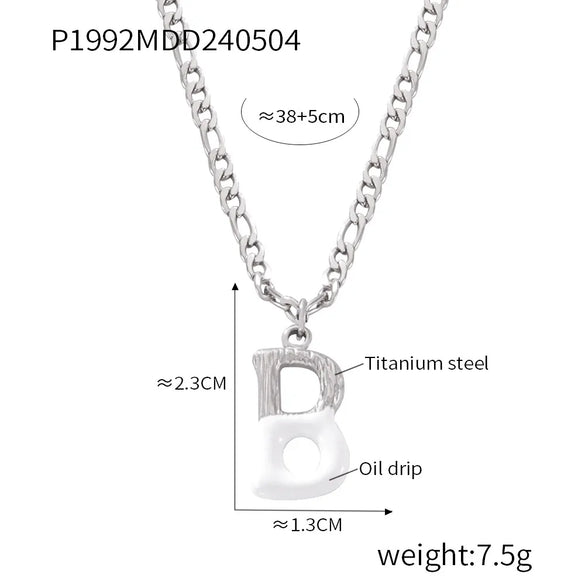 Wholesale Jewelry Basic Letter Titanium Steel Enamel Plating Pendant Necklace