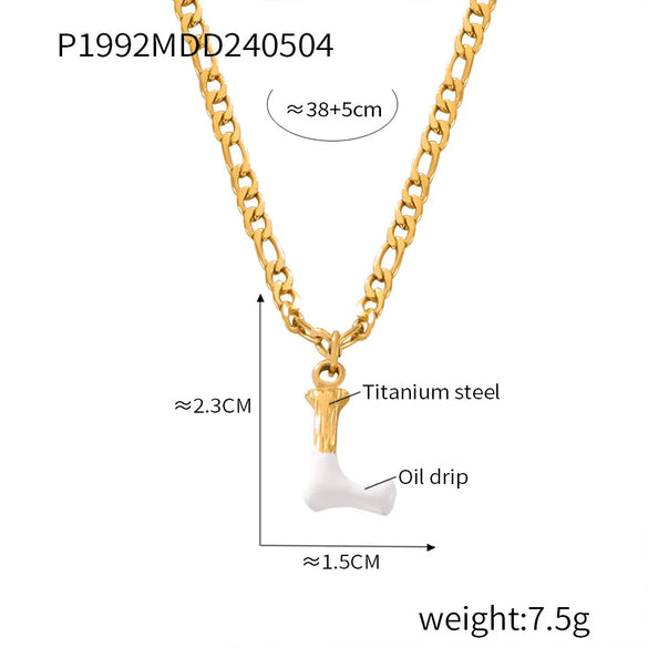 Wholesale Jewelry Basic Letter Titanium Steel Enamel Plating Pendant Necklace