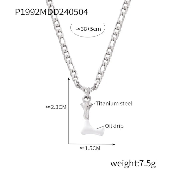 Wholesale Jewelry Basic Letter Titanium Steel Enamel Plating Pendant Necklace