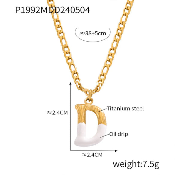 Wholesale Jewelry Basic Letter Titanium Steel Enamel Plating Pendant Necklace