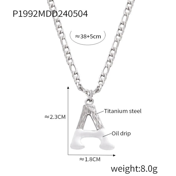 Wholesale Jewelry Basic Letter Titanium Steel Enamel Plating Pendant Necklace