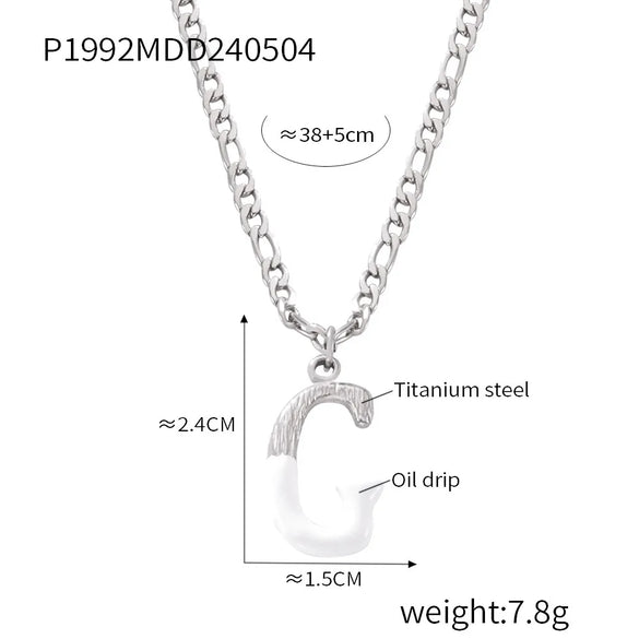 Wholesale Jewelry Basic Letter Titanium Steel Enamel Plating Pendant Necklace