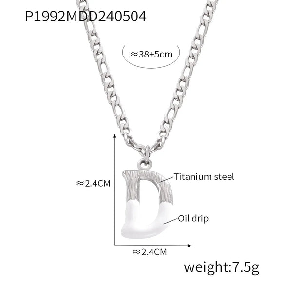 Wholesale Jewelry Basic Letter Titanium Steel Enamel Plating Pendant Necklace