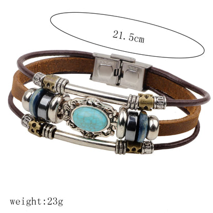 European And American Retro Leather Bracelet Fashion Diy Beaded Bracelet Wholesale