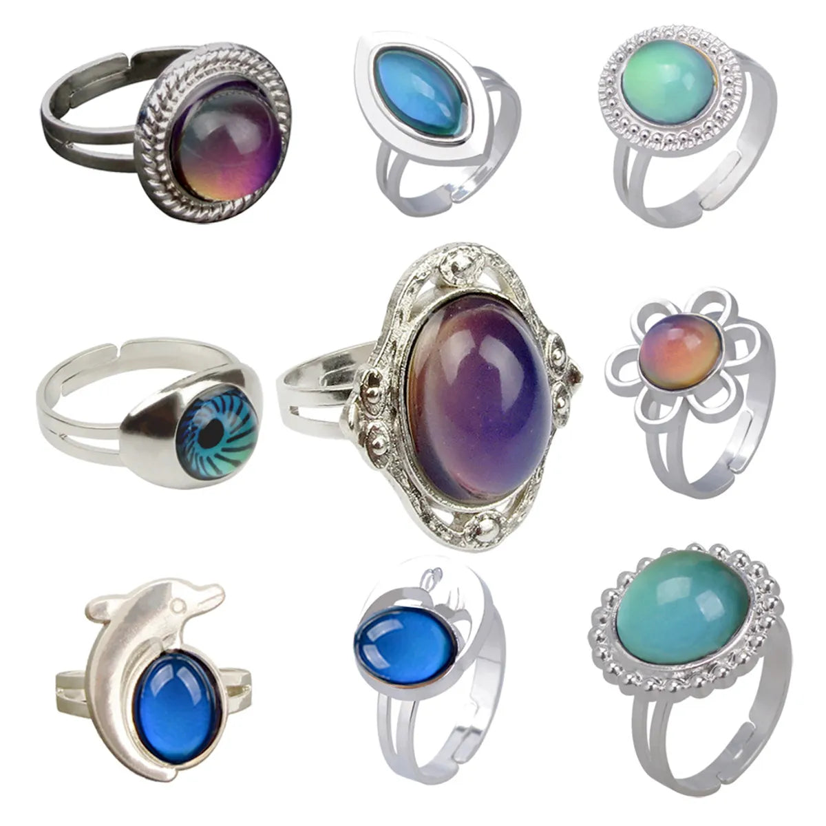 Fashion Geometric Alloy Inlay Artificial Gemstones Women's Open Rings