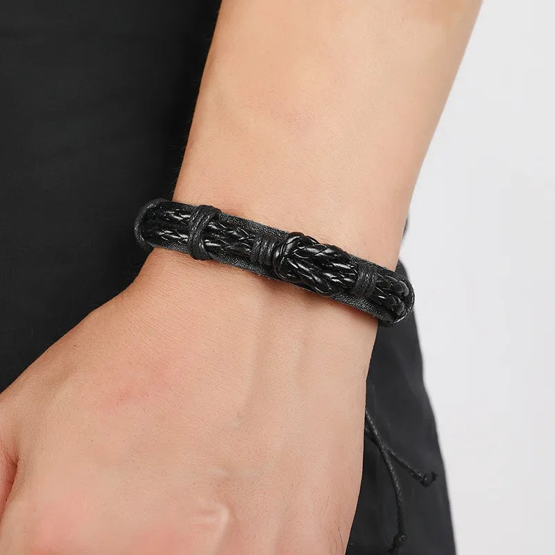 Fashion Geometric Pu Leather No Inlaid Unisex Bracelets