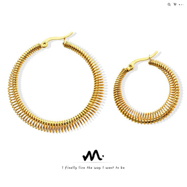 European And American Retro Spring Wire Titanium Steel Gold-Plated Non-Fading Earrings