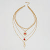 European And American Retro Sun Heart Flower Necklace Diamond Niche Necklace Female