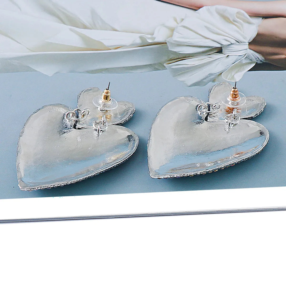 European And American Rhinestone Geometric Heart-shaped Earrings