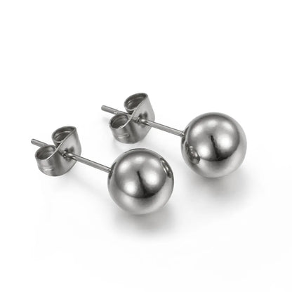 Earrings Wholesale Europe And America Cross Border Round Beads Titanium Steel Women's Stud Earrings Street Simplicity Titanium Steel Earring Accessories